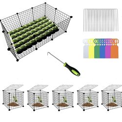 dwhrny 5 Packs Plant Protectors from Animals, 25Pcs 13.8"x 13.8" Metal Meshes Garden Cloches for Plants, Plant Covers for Protecting Plants, Wire Plan