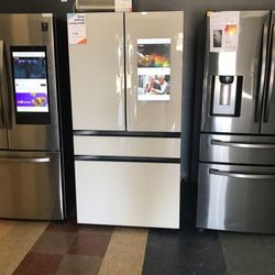 Samsung Bespoke White French Door Refrigerator With Touch Screen Family Hub 📱  AND  Beverage Center 🔥🔥 187 4