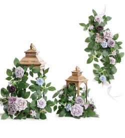 Ling's moment 6Pack 2ft Artificial Flowers Garland (purple lilac)
