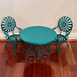 American Girl Kit’s Table and Chairs Green Birthday Set