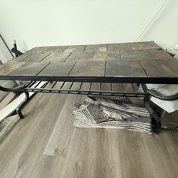Slate And Metal Coffee Table