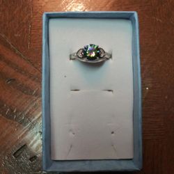 New .925 Sterling Silver Mystic Fire Ring Size 8