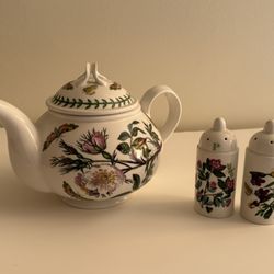 Portmeirion Teapot And Salt & Pepper Shakers