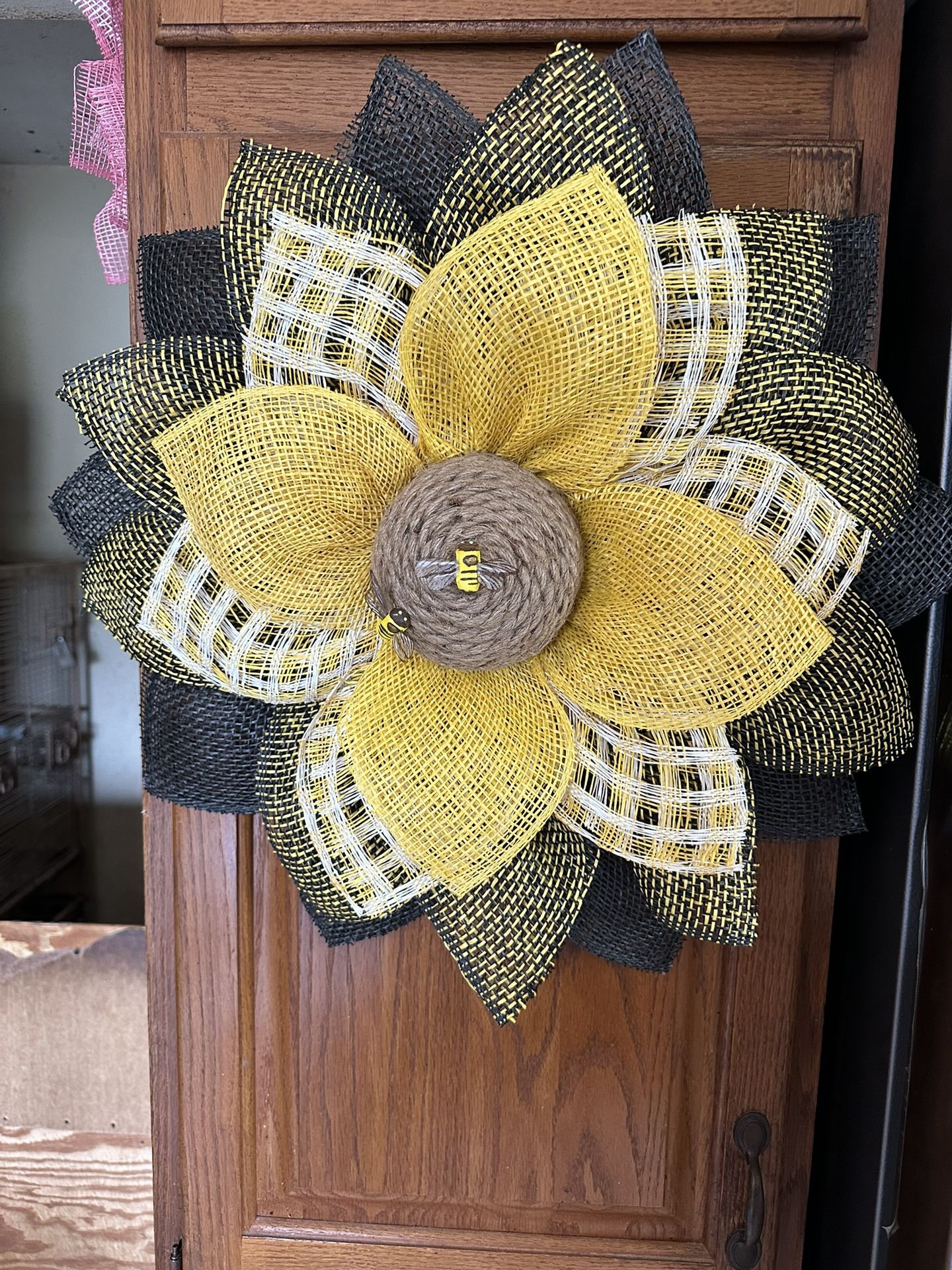 Handmade Sunflower Bee Wreath