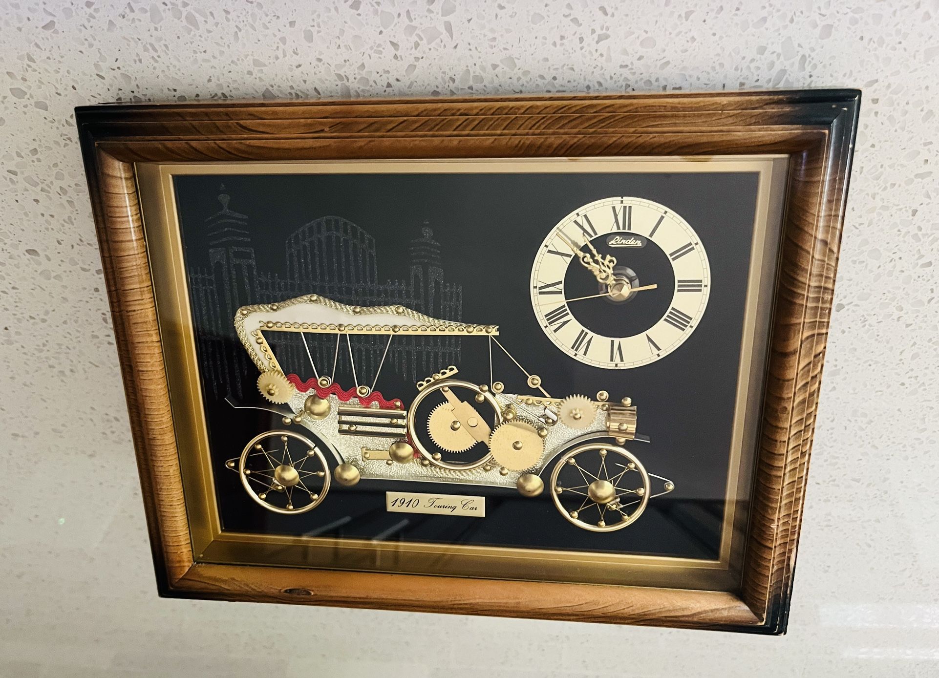 Vintage Linden Quartz Rolls Royce Desk Mantel Clock 1910 Touring Car