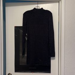 Black Sparkly Knit Turtleneck Tunic