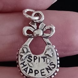 Vtg.sterling Silver" SPIT HAPPENS" CHARM