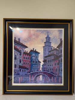 Anatole Krasnyansky “Venice Yellow Sunset” Framed Seriolithograph – Park West COA