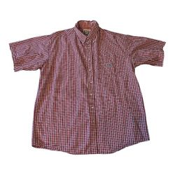 Vintage Cinch Miller Style Red White Checkered Gingham Short Sleeve Button Front Ranch Cowboy Rodeo Western Casual Men's XL
