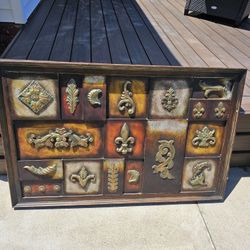 Large 46" W x 29" H Bronze & Gold Tone Metal Plaque Hanging Wall Art Contemporary Decor