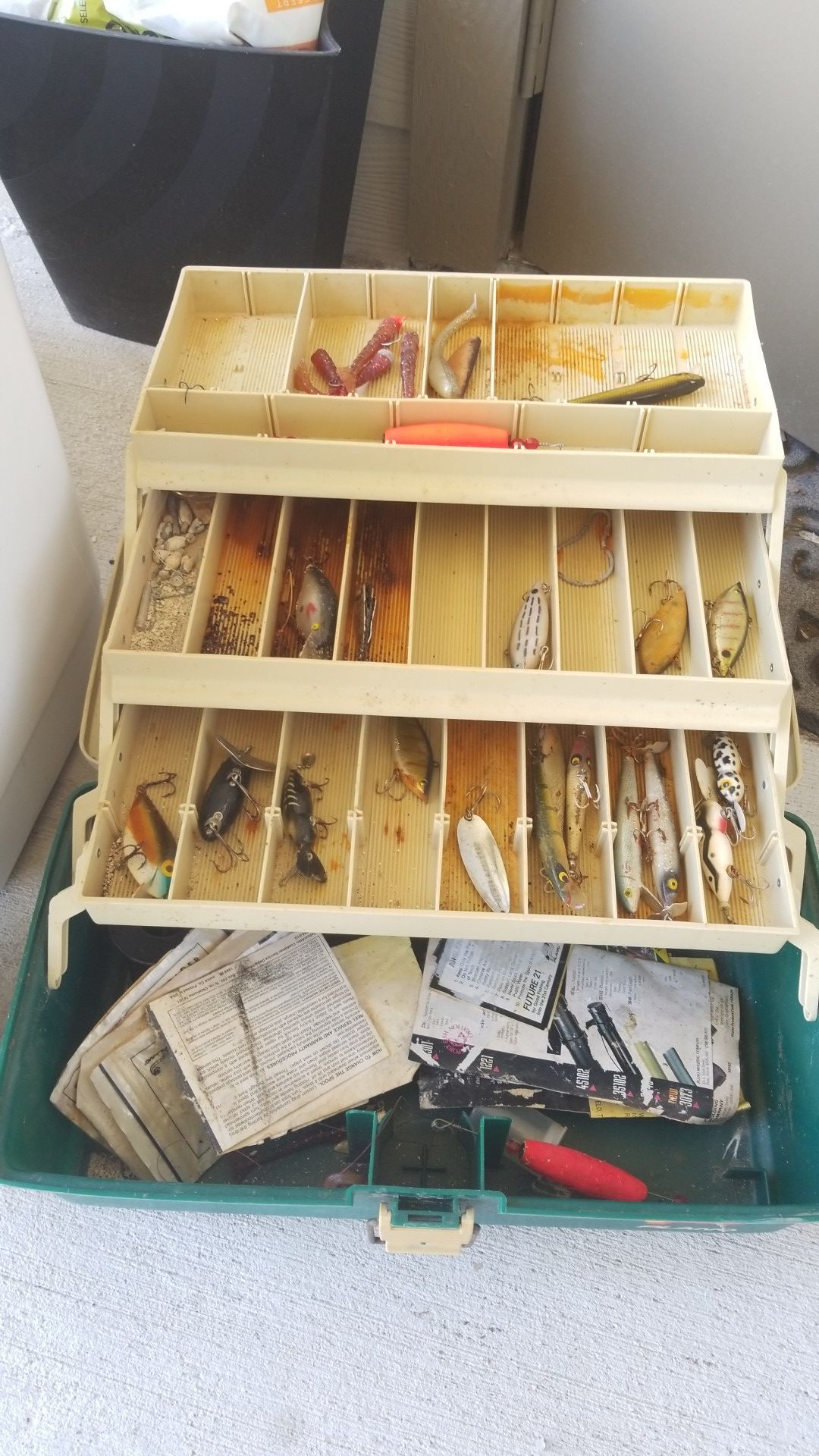 Vintage fishing lures and tacklebox