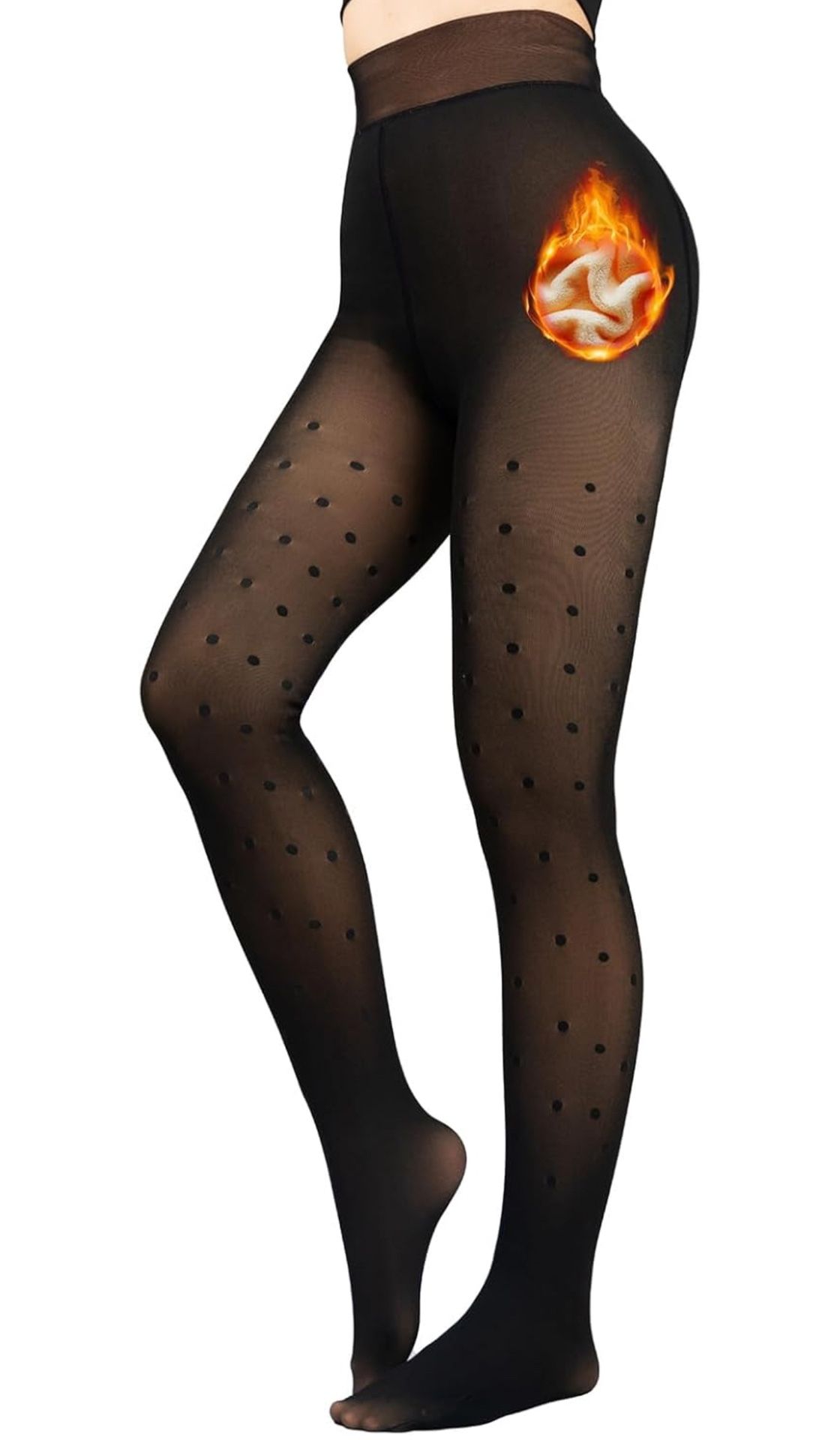 Fleece Lined Tights Sheer Women - High Waist Fake Translucent Women Sheer Warm Pantyhose Patterned Fleece Tights(medium)