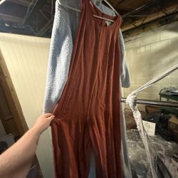 Rachel Zoe orange linen jumpsuit