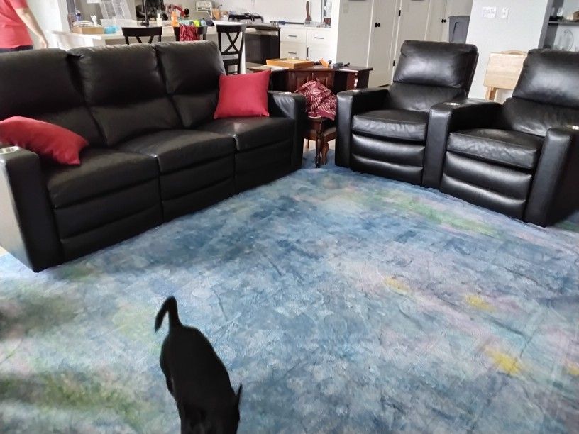 Genuine Leather Recling Couch and Power Reclining Seats