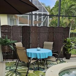 8 Panels Room Divider 6 FT Tall Weave Fiber Privacy Screen Freestanding Double Hinged Folding Screen