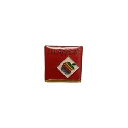 Apple IIc Computer Pin, Rainbow Apple Logo, Enamel Lapel Pin