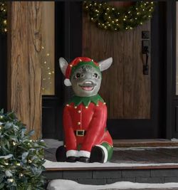 Christmas Donkey Elf Outdoor Statue Decoration