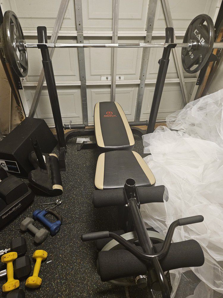 Marcy Olympic Bench, Weights And Bar For Sale