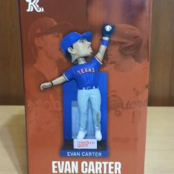 Evan Carter 2024 Texas Rangers Baseball The Catch Bobblehead SGA Frisco Roughriders