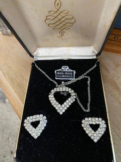 Juego cadena aretes Stainlend piedras joyería antigua