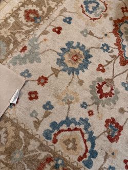 Floral Area Rug Ivory Blue Red 5 ft X 7 ft