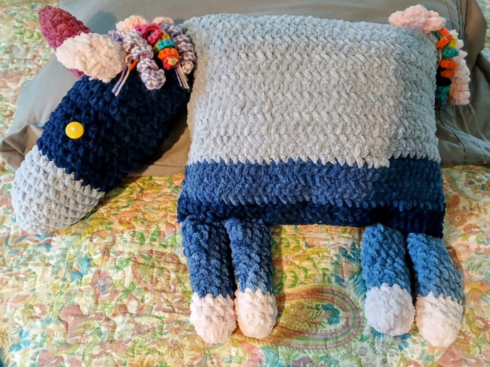 Handmade Crochet Unicorn Pillow