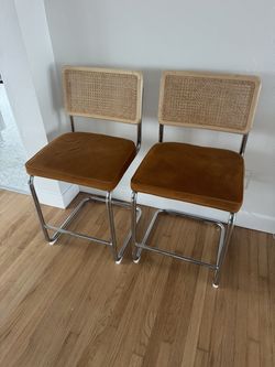All Modern Velvet/Rattan back counter/bar stools