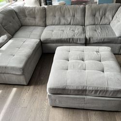 5 Piece  Sectional Sofa Gray Mint 