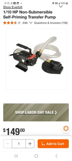 Everbilt 1/10 HP Self-Priming Transfer Pump (New in Box, But Missing Hose) Easy Fix
