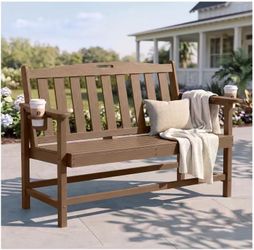 Outdoor Garden Bench with Cup Holders