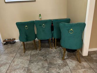 Green and gold glass dinette kitchen table and chairs