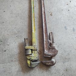 Ridgid and Armstrong 36" heavy duty pipe wrench tools