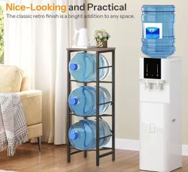 3-Tier 5-Gallon Water Jug Rack and Dispenser Stand, Rustic Grey and Black