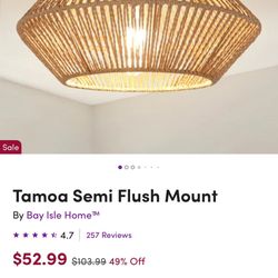 Tamoa Semi Flush Mount. Ceiling Light. Rope
