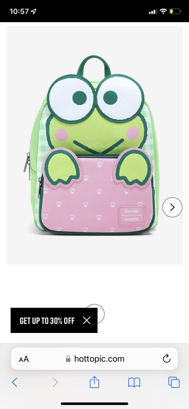 💕 SOLDOUT in stores‼️ New Sanrio Loungefly Keroppi 3D Gingham Mini Backpack 💕