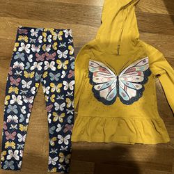 Joyful 4T Girls’ Butterfly-Themed Hoodie and Leggings Set