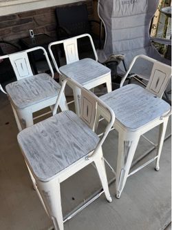 Barstools, 24inch, distressed white. Like new