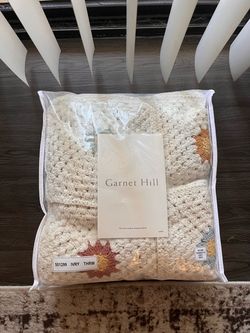 Garnet Hill Ivory Crochet Throw Blanket