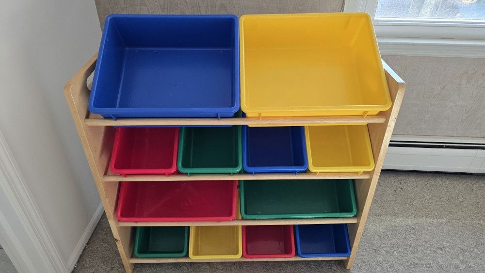 Toys/legos organizer Battat 4 rows, 12 containers. $5 Cash prompt pick up