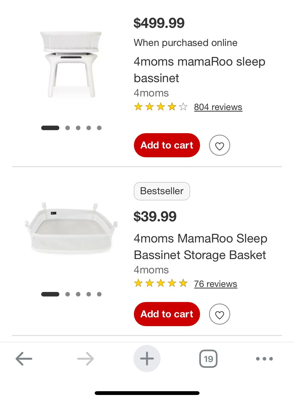 mamaRoo sleep bassinet w/storage Basket