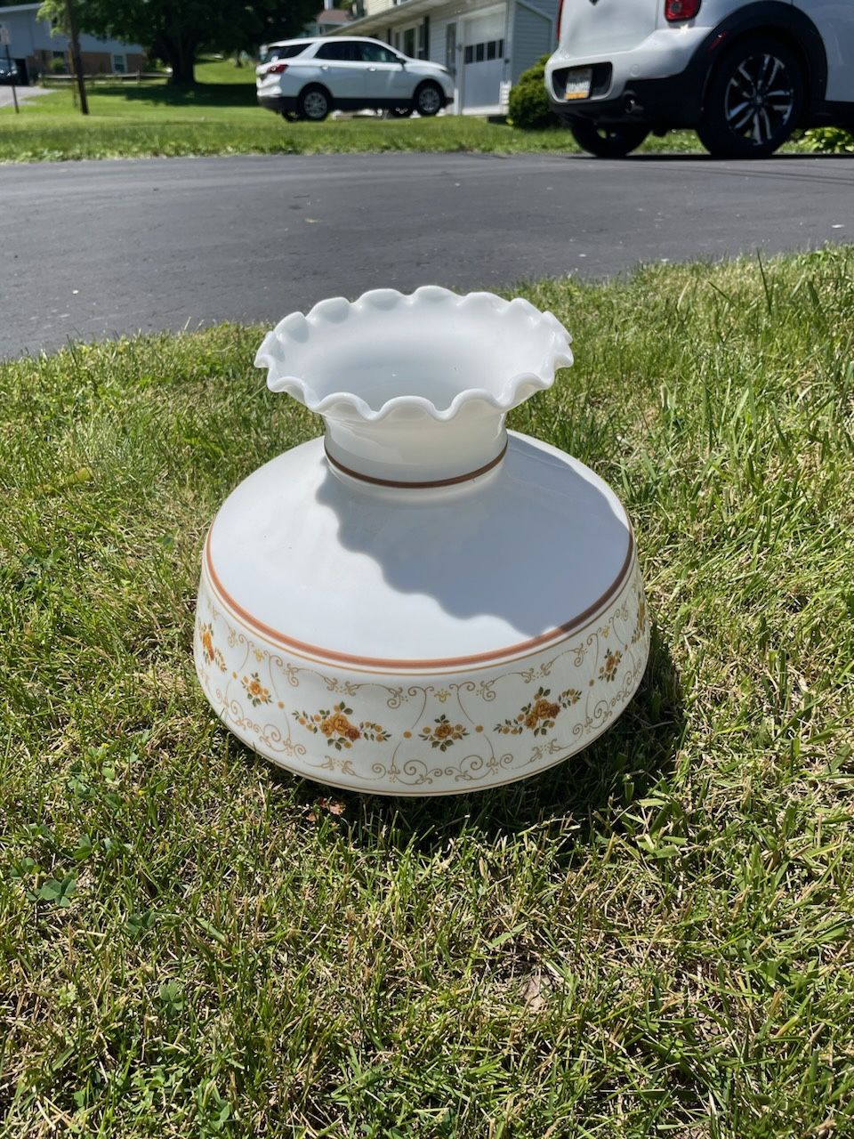 Vintage White Milk Glass Hurricane Lamp Shade
