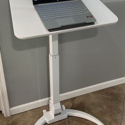 Sit/Stand White Folding Desk w/ Wheels
