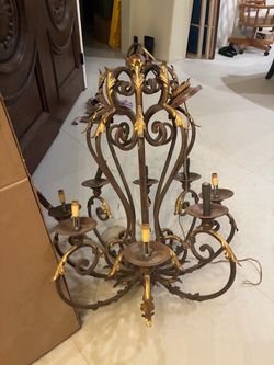 Large Bronze and Gold Chandelier