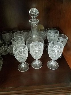 Cut crystal wine set