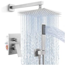Rainfall Shower with Valve and Handle Sprayer brushed nickel