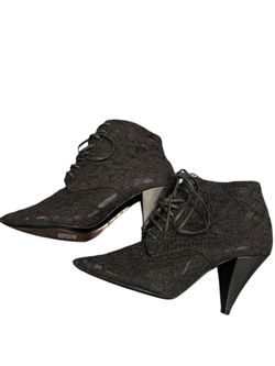Saint Laurent Era 38 Black Lace Up Boots authentic