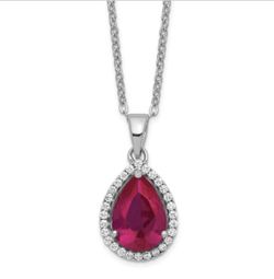 Sterling Silver Ruby pendant with 16 inches chain