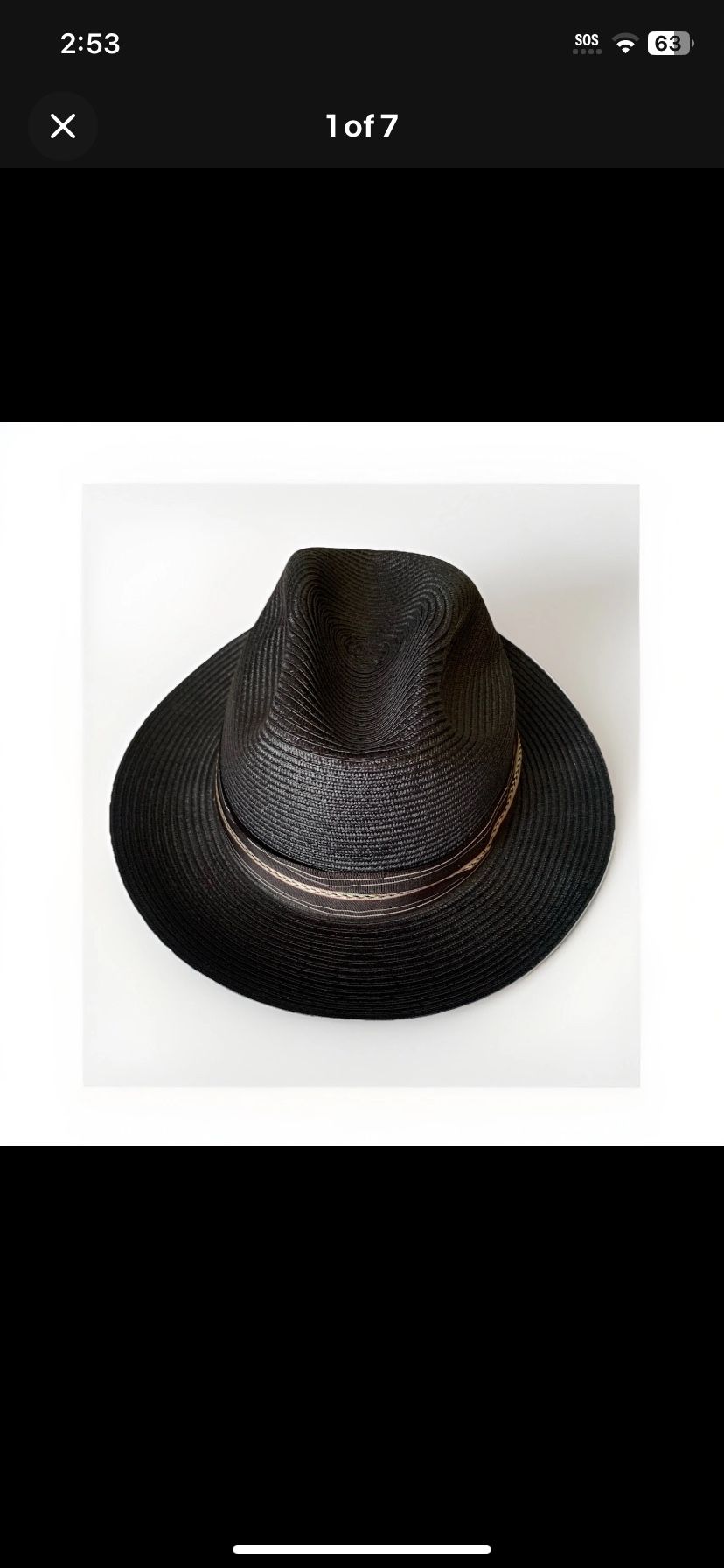 7 1/8 fedora Black Genuine Milan Pinzano