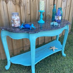 Pretty Teal Entry Table Or Tv Console Tale b