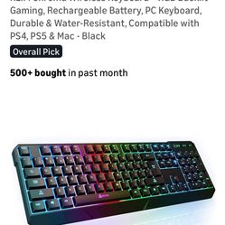 LIM Chroma Wireless Keyboard – RGB Backlit Gaming, Rechargeable Battery, PC Keyboard, Durable & Water-Resistant, Compatible with PS4, PS5 & Mac - Blac